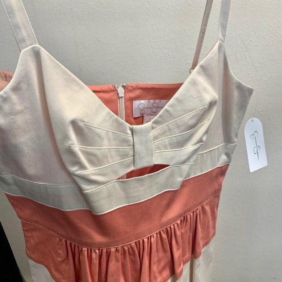 Coral & Beige/Blush Cotton Summer Dress (JS2P3659) - Picture 8 of 8